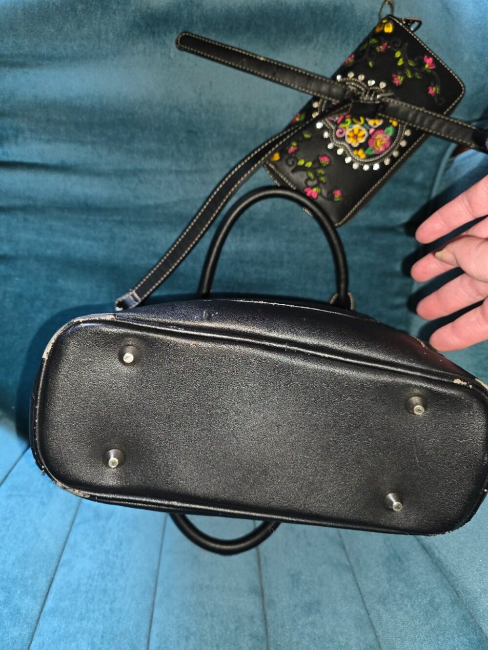 Montana West Sugar Skull Embroidered Crossbody Bag & Wallet Set Black Boho - Picture 5 of 16